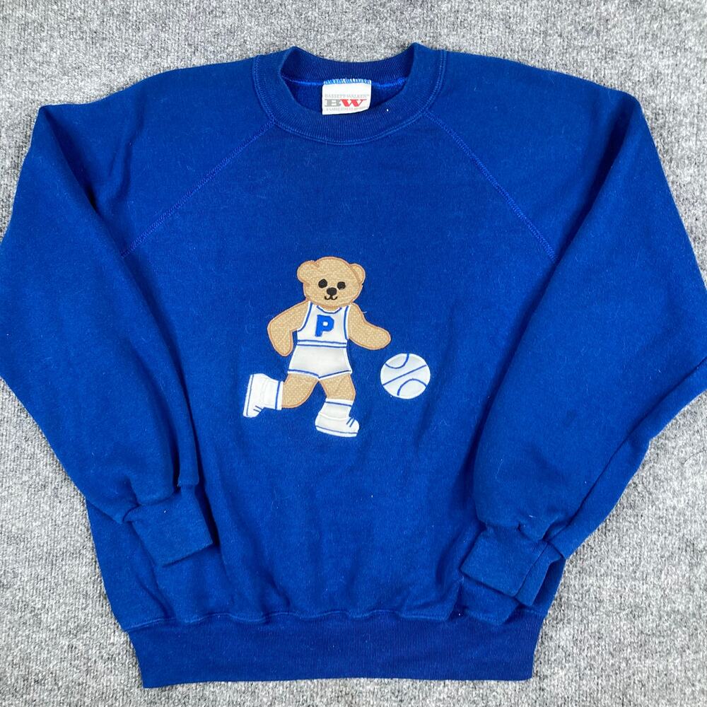 Bassett Walker Sweatshirt‎ Mens M Blue Bear Graphic Crewneck